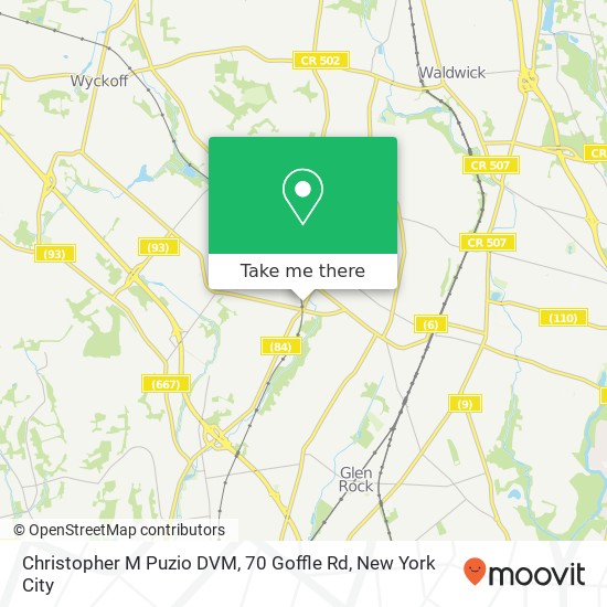 Mapa de Christopher M Puzio DVM, 70 Goffle Rd