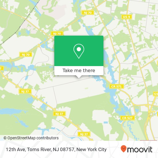 Mapa de 12th Ave, Toms River, NJ 08757