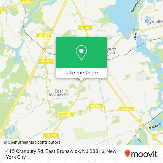 Mapa de 415 Cranbury Rd, East Brunswick, NJ 08816