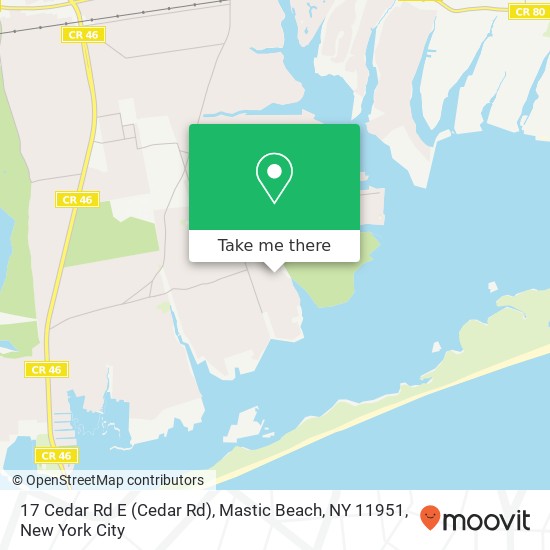 Mapa de 17 Cedar Rd E (Cedar Rd), Mastic Beach, NY 11951