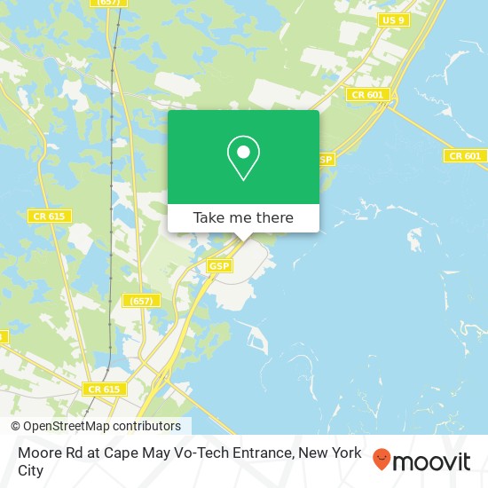 Moore Rd at Cape May Vo-Tech Entrance map