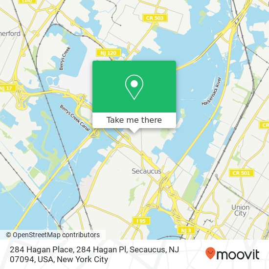 Mapa de 284 Hagan Place, 284 Hagan Pl, Secaucus, NJ 07094, USA