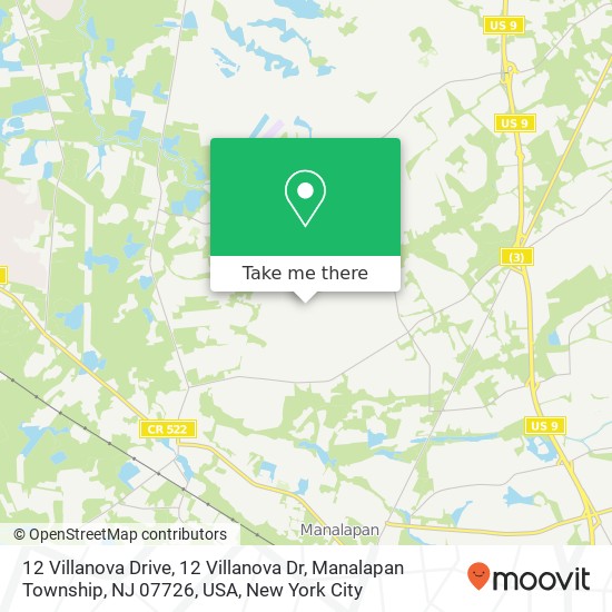 12 Villanova Drive, 12 Villanova Dr, Manalapan Township, NJ 07726, USA map