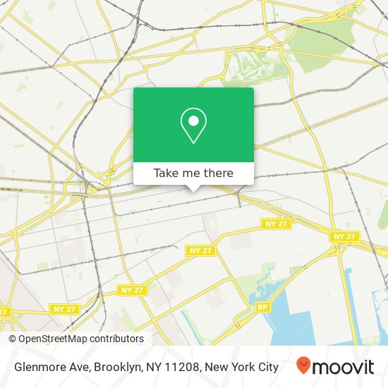Mapa de Glenmore Ave, Brooklyn, NY 11208