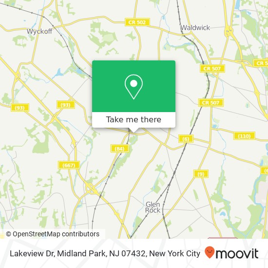 Mapa de Lakeview Dr, Midland Park, NJ 07432