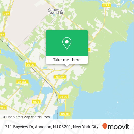 Mapa de 711 Bayview Dr, Absecon, NJ 08201