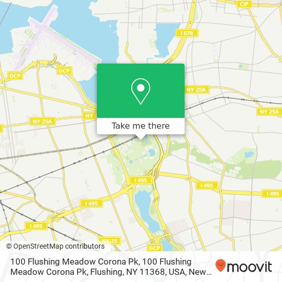 100 Flushing Meadow Corona Pk, 100 Flushing Meadow Corona Pk, Flushing, NY 11368, USA map