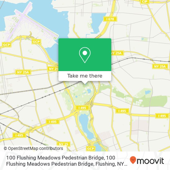 Mapa de 100 Flushing Meadows Pedestrian Bridge, 100 Flushing Meadows Pedestrian Bridge, Flushing, NY 11368, USA