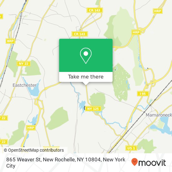 Mapa de 865 Weaver St, New Rochelle, NY 10804
