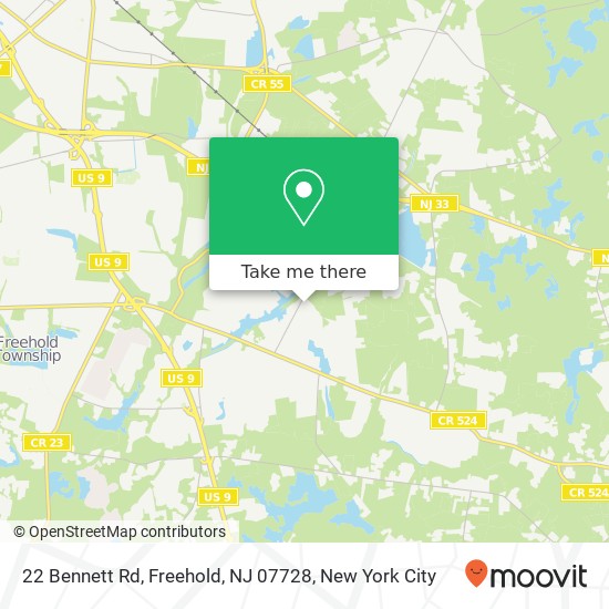Mapa de 22 Bennett Rd, Freehold, NJ 07728