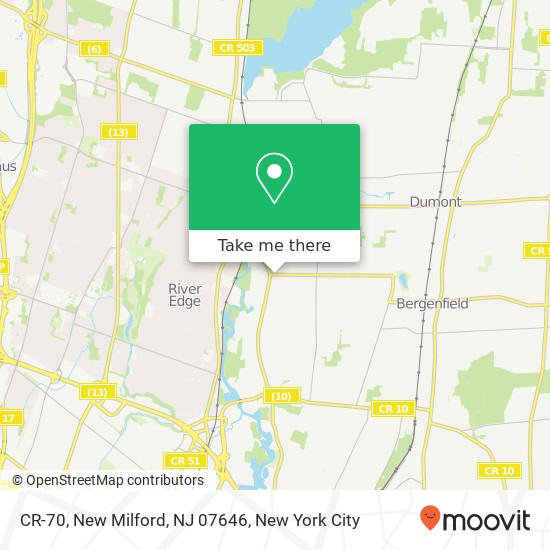 Mapa de CR-70, New Milford, NJ 07646