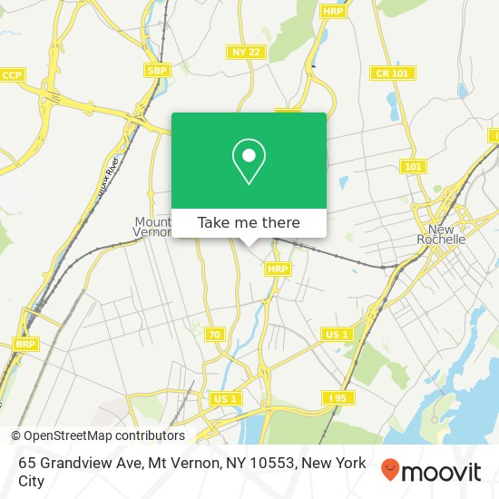 Mapa de 65 Grandview Ave, Mt Vernon, NY 10553