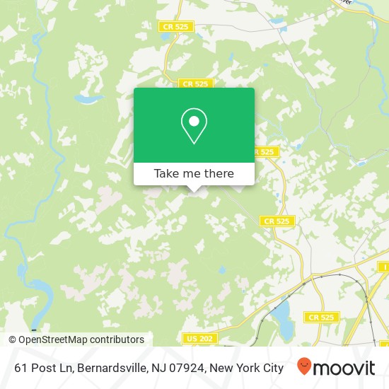 Mapa de 61 Post Ln, Bernardsville, NJ 07924