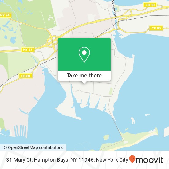 Mapa de 31 Mary Ct, Hampton Bays, NY 11946