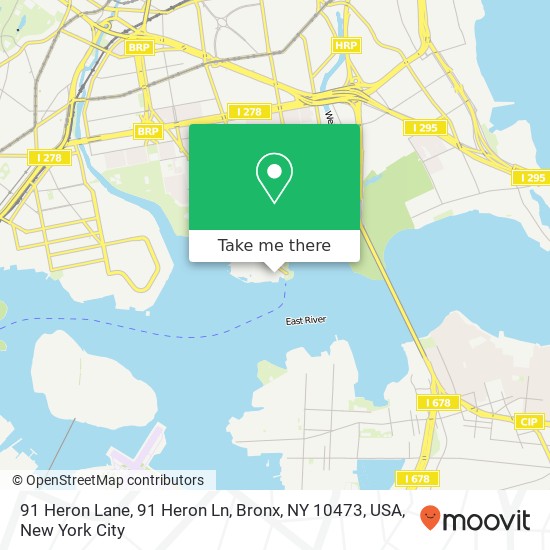 Mapa de 91 Heron Lane, 91 Heron Ln, Bronx, NY 10473, USA