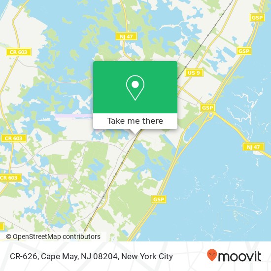 Mapa de CR-626, Cape May, NJ 08204