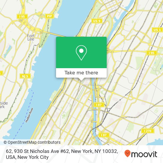 62, 930 St Nicholas Ave #62, New York, NY 10032, USA map