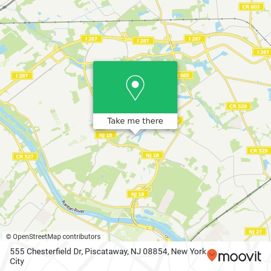 Mapa de 555 Chesterfield Dr, Piscataway, NJ 08854