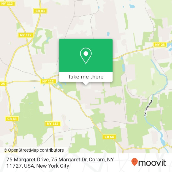 75 Margaret Drive, 75 Margaret Dr, Coram, NY 11727, USA map