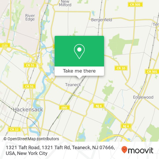 Mapa de 1321 Taft Road, 1321 Taft Rd, Teaneck, NJ 07666, USA