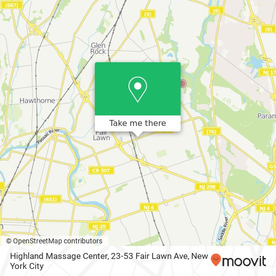 Mapa de Highland Massage Center, 23-53 Fair Lawn Ave