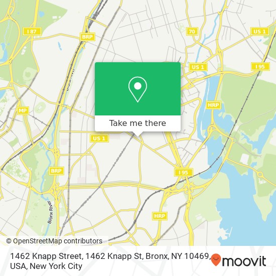 1462 Knapp Street, 1462 Knapp St, Bronx, NY 10469, USA map