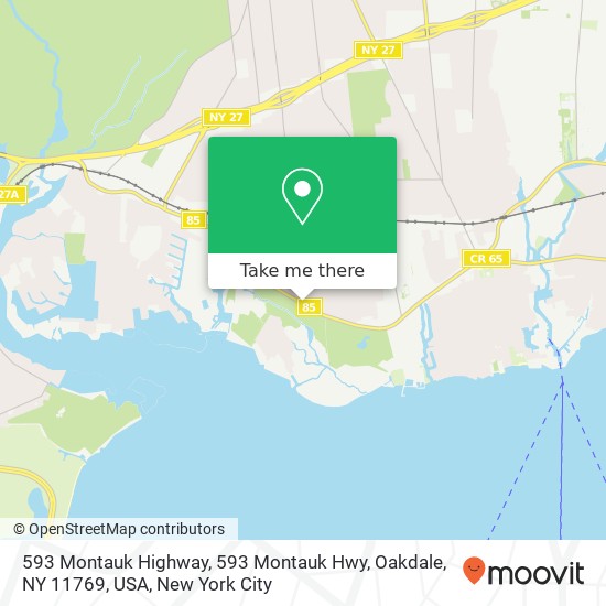 Mapa de 593 Montauk Highway, 593 Montauk Hwy, Oakdale, NY 11769, USA