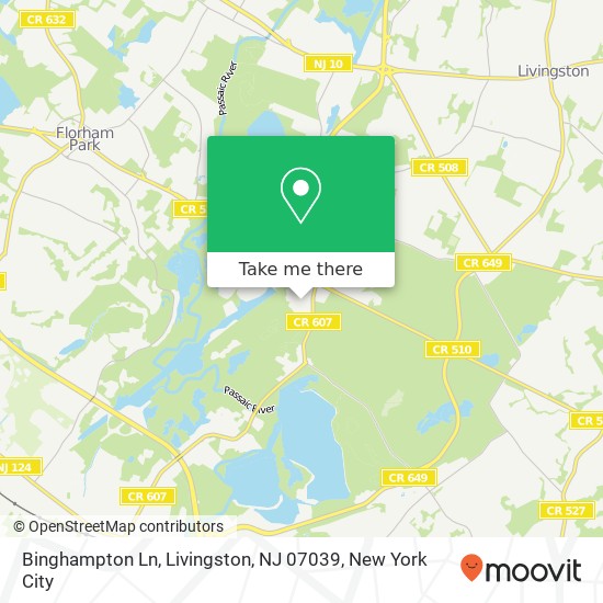 Mapa de Binghampton Ln, Livingston, NJ 07039