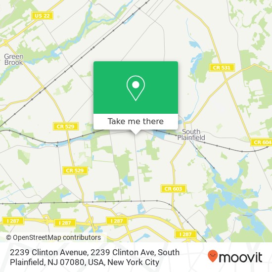 Mapa de 2239 Clinton Avenue, 2239 Clinton Ave, South Plainfield, NJ 07080, USA