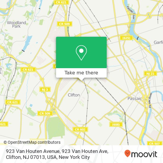 Mapa de 923 Van Houten Avenue, 923 Van Houten Ave, Clifton, NJ 07013, USA
