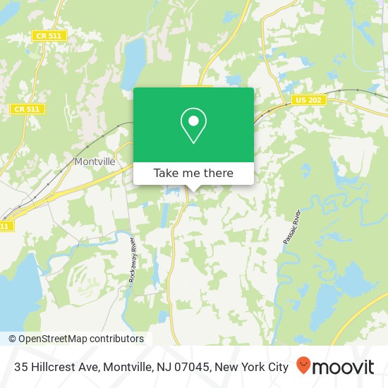 Mapa de 35 Hillcrest Ave, Montville, NJ 07045