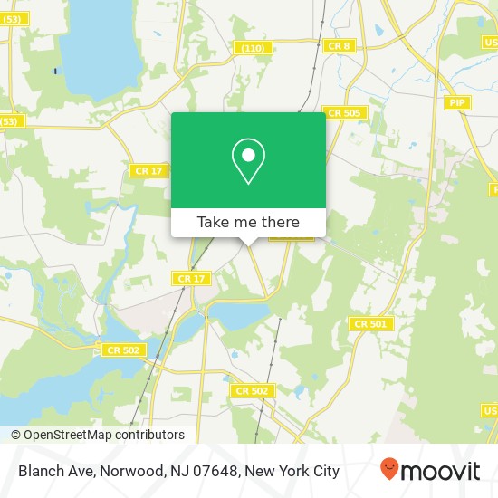 Mapa de Blanch Ave, Norwood, NJ 07648