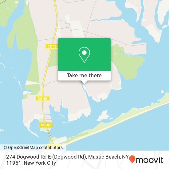 Mapa de 274 Dogwood Rd E (Dogwood Rd), Mastic Beach, NY 11951