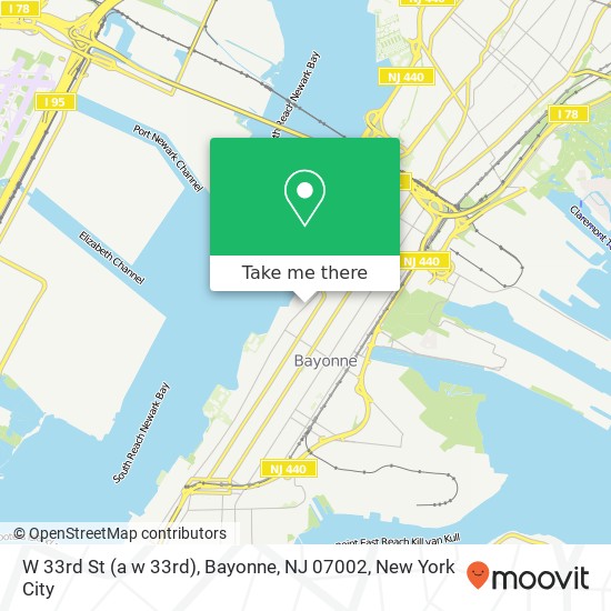 Mapa de W 33rd St (a w 33rd), Bayonne, NJ 07002