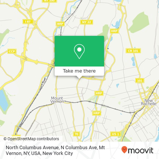 Mapa de North Columbus Avenue, N Columbus Ave, Mt Vernon, NY, USA