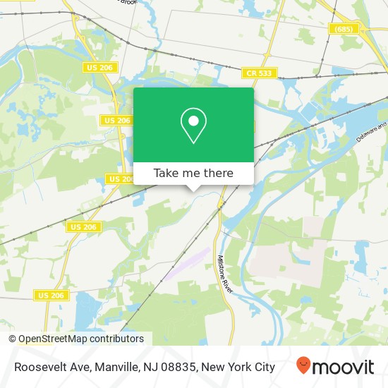 Mapa de Roosevelt Ave, Manville, NJ 08835