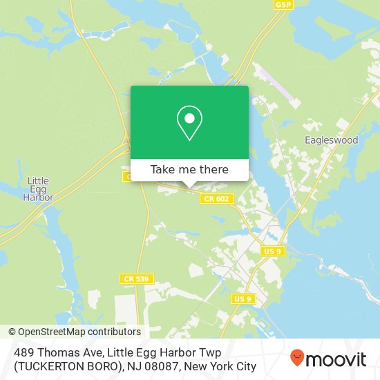 489 Thomas Ave, Little Egg Harbor Twp (TUCKERTON BORO), NJ 08087 map