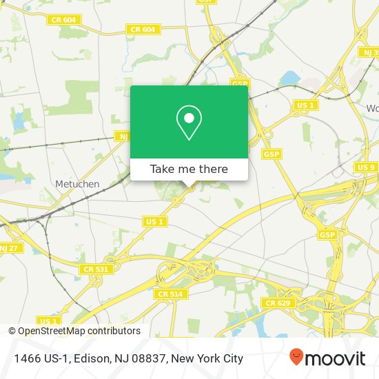 Mapa de 1466 US-1, Edison, NJ 08837