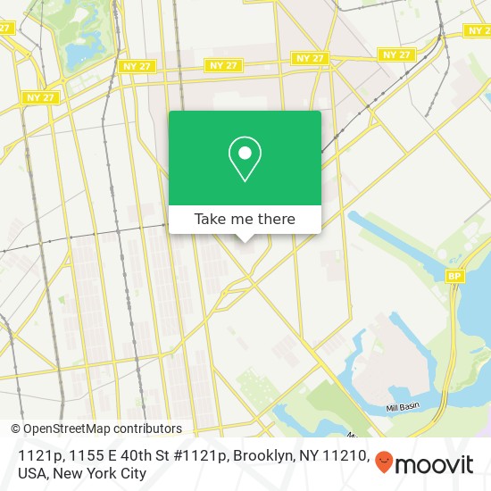 Mapa de 1121p, 1155 E 40th St #1121p, Brooklyn, NY 11210, USA
