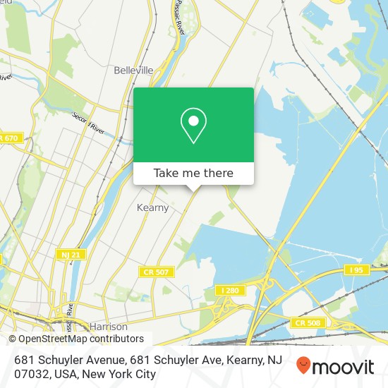 Mapa de 681 Schuyler Avenue, 681 Schuyler Ave, Kearny, NJ 07032, USA