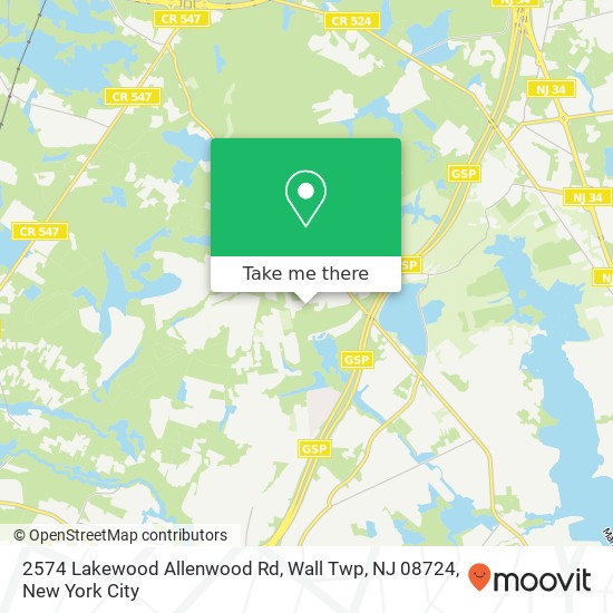 Mapa de 2574 Lakewood Allenwood Rd, Wall Twp, NJ 08724