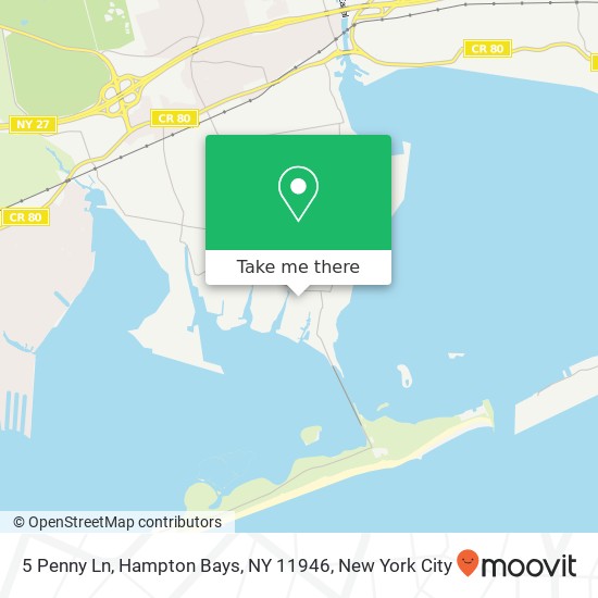 Mapa de 5 Penny Ln, Hampton Bays, NY 11946