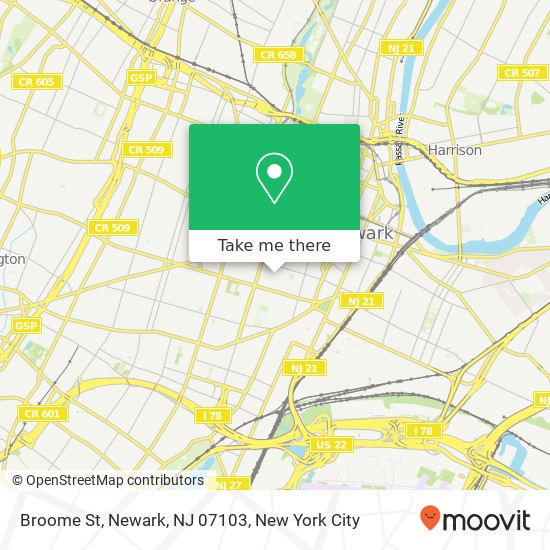 Mapa de Broome St, Newark, NJ 07103
