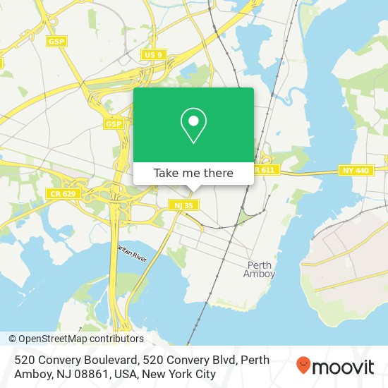 Mapa de 520 Convery Boulevard, 520 Convery Blvd, Perth Amboy, NJ 08861, USA