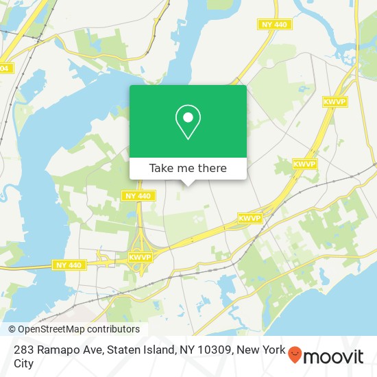 Mapa de 283 Ramapo Ave, Staten Island, NY 10309