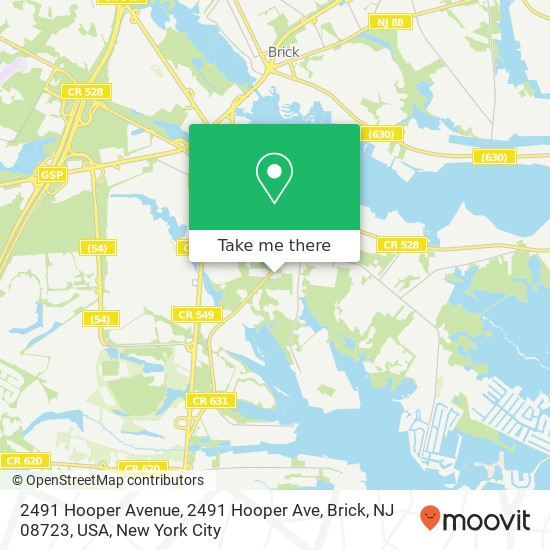 Mapa de 2491 Hooper Avenue, 2491 Hooper Ave, Brick, NJ 08723, USA