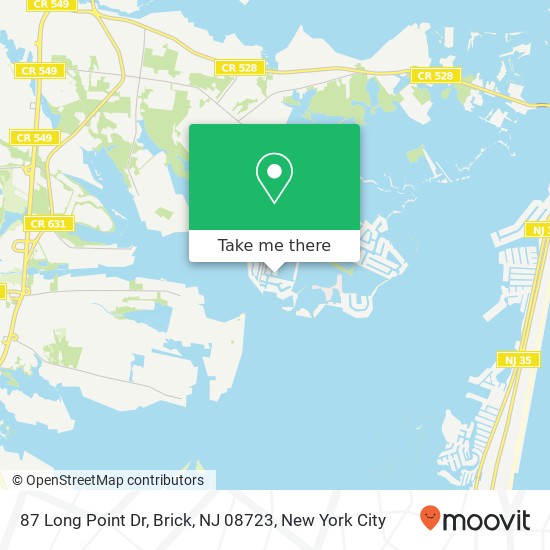 Mapa de 87 Long Point Dr, Brick, NJ 08723