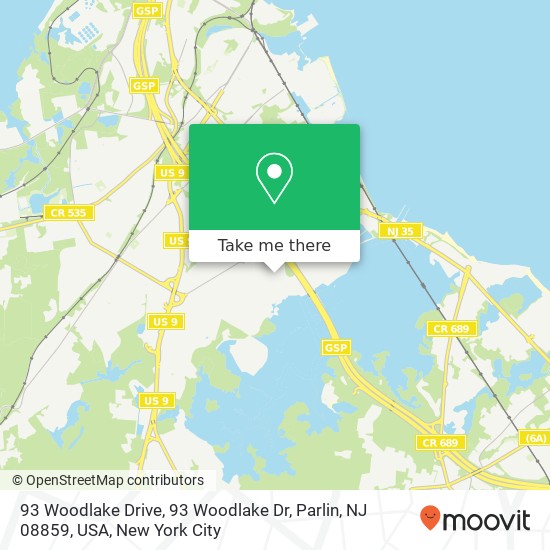 Mapa de 93 Woodlake Drive, 93 Woodlake Dr, Parlin, NJ 08859, USA