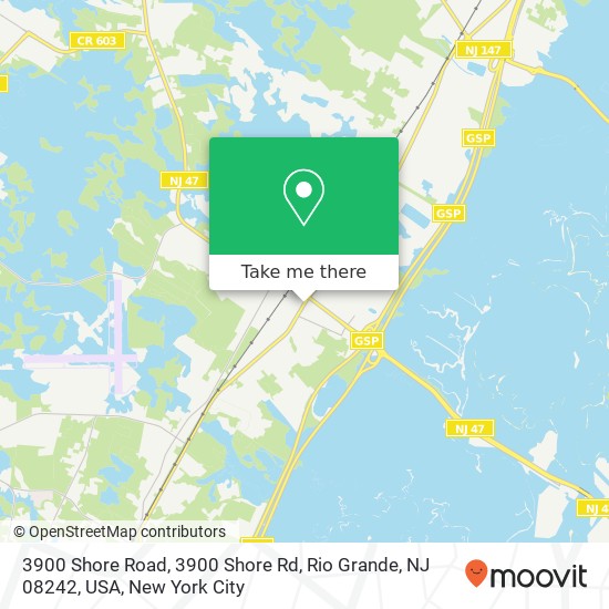 Mapa de 3900 Shore Road, 3900 Shore Rd, Rio Grande, NJ 08242, USA