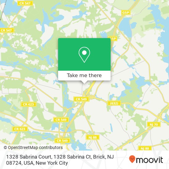 Mapa de 1328 Sabrina Court, 1328 Sabrina Ct, Brick, NJ 08724, USA